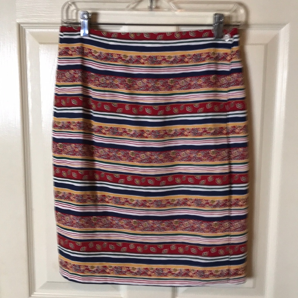 Breeches Floral and Stripe Wrap Skirt Size 8